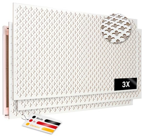 PEGBOARD - PARIS Lochwand 122 x 61 x 0,3 cm MDF Holzplatte weiß lackiert - Deutsches Produkt - Heizkörperverkleidung, Türfüllung, Paravent oder Lüftungsgitter - Dekorative Lochplatte [Dreierpack]