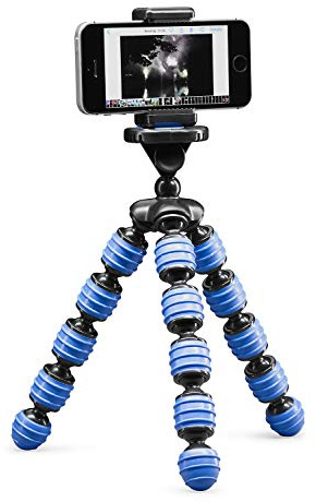 Minitrípode móvil Flexible Cullmann Alpha 380 con Soporte para Smartphone, Azul, Carga máxima 1,5 kg, Peso 267 g