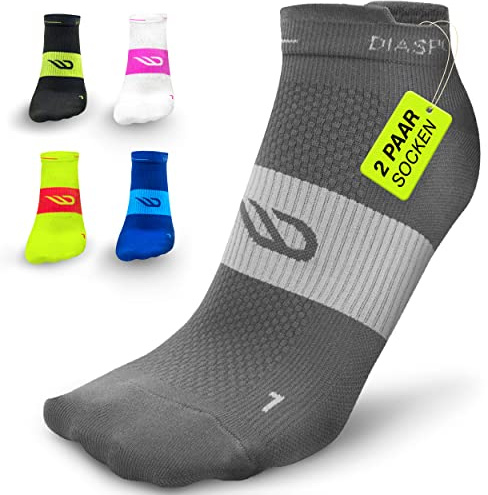 Diasports Laufsocken kurz SPEEDS für Damen und Herren (2 Paar) - Sportsocken für Winter und Sommer zum Joggen - Atmungsaktive Running Socks mit verstärkte Ferse und Blasenschutz