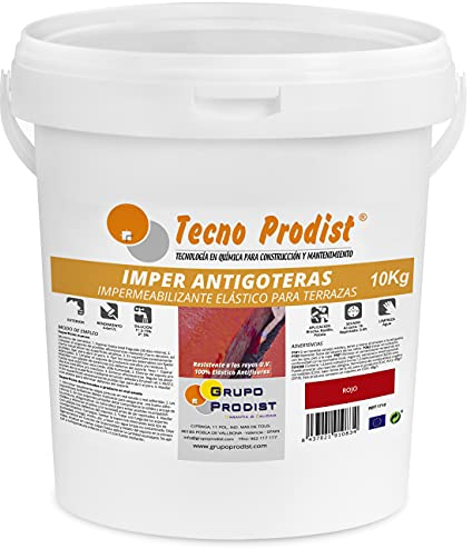 Tecno Prodist IMPER ANTIGOTERAS (10 Kg) ROJO Pintura Impermeabilizante elástica para Terrazas (A Rodillo o brocha)