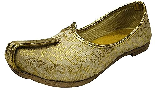 Step n Style Designer Ethnic Punjabi Mojari Juttis for Boys, Little, Big Kid, Shoes for Boys (Toddler) Sherwani Shoes Designer Kurta Shoes Gold