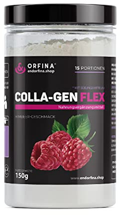 Endorfina Colla-Gen Flex 150g - Kollagen Pulver Himbeergeschmack - Hydrolysiertes Kollagen mit Vitamin C - Collagen Pulver für Gelenke, Muskeln und Haut - In dem Behälter sind 15 Portionen