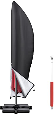 BROSYDA Parasol Covers, Cantilever Parasol Cover (265x40/70/50cm), Garden Umbrella Cover with Zip, Hydrophobic Oxford Fabric Banana Parasol Cover- Black