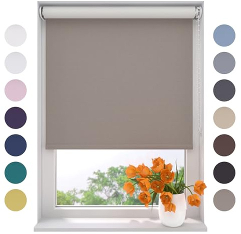 Radeco® Verdunkelungsrollo 230 x 190 cm Zement, Größen von 40 bis 240 Breite, ohne Bohren möglich, Rollo wandmontage, Rollo 230 cm breit, Fenster rollos für innen, rollos für Fenster