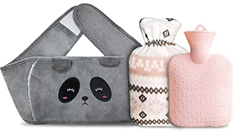Wärmflasche mit Bezug, Panda Wärmflasche Gürtel, Weihnachten,aus Gummi mit weichem Taillenbezug, 3 in 1 kautschuk mit Fleecebezug, ideal für Schmerzlinderung, Arthritis, Sportverletzungen,Geschenk