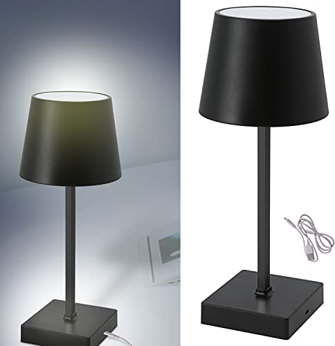 Cepewa Lámpara de mesa con función táctil, lámpara de noche recargable con cable USB, brillo regulable, cambio de color, blanco cálido, incluye cable de carga (1 lámpara de mesa con pantalla de color