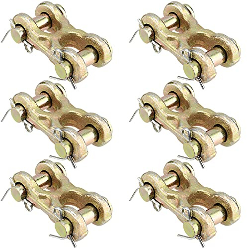 MUKLEI 6 Packs 3/8 Inch Double Clevis Link, Golden Twin Clevis Link, WLL 6600 lbs Chain Repair Links for Transport Use