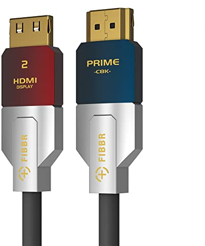 FIBBR Câble Optique HDMI 8K 30M, Câble HDMI 2.1 Intégré CL3 48Gbps, Prise en Charge 8K@60Hz 4K@120Hz/144 Hz HDR10 eARC Dolby HDCP 2.2 et 2.3 RTX 3080 compatible avec PS5/TV/Xbox Series X/PC