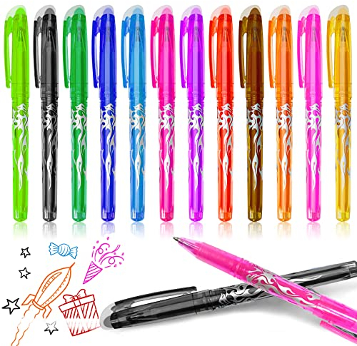 Radierbarer Kugelschreiber, 12 Farben Radierbarer Gelschreiber, 0,5mm Radierbarer Tintenroller, Friction Gelstifte, Löschbare Radierstift für Schulsachen Bürobedarf Studenten