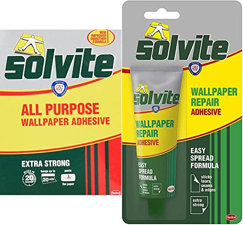 Solvite All-Purpose Wallpaper Adhesive & Wallpaper Repair Adhesive, Wallpaper Paste for Fixing Tears, Seams & Edges, Extra-Strong Glue for Seam Repair, Easy-Spread Wallpaper Glue, 1x56g