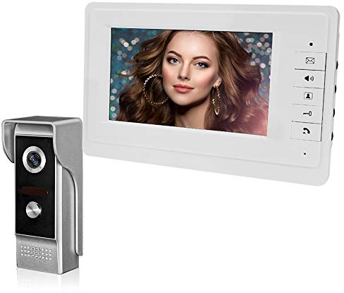 QttyElok 7-Inch TFT LCD Color Screen Wired Video Doorbell Home Interphone System + 700TVL Infrared Night Outdoor Camera