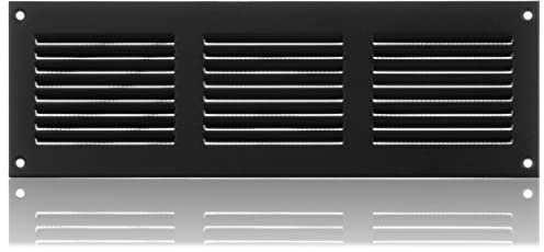 300x100mm Ventilationsgaller i Antracit Stål med Myggskydd - Metallgaller för Ventilation