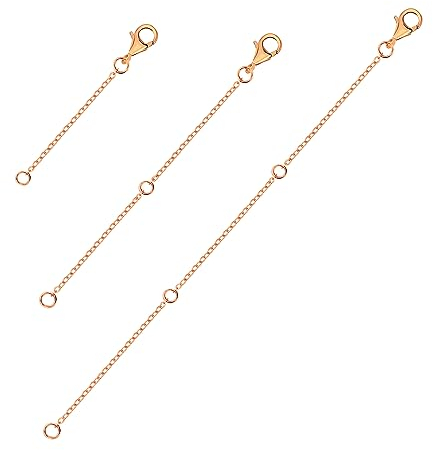ALEXCRAFT Extensión de cadena de 3 piezas, oro plateado, 14 K, chapado en oro de 14 quilates, cadena de extensión para tobilleras, pulsera de extensión para mujer y hombre, fabricación de joyas, 123