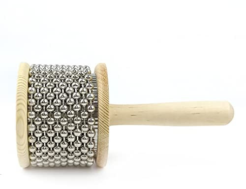 LOONELO Hand-Cabasa aus Holz mit Edelstahl, Hand-Shaker, Percussion-Instrument mit Metallperlen, für Erwachsene, Bandmusik, Bildung, Klassenzimmer, Musik oder Spielen zu Hause