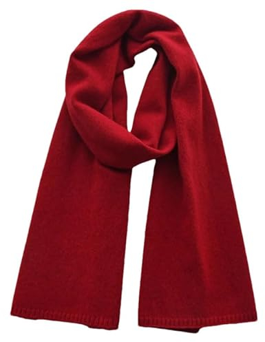 Hgvcfcv Weißer Wollschal für Damen und Herren, einfarbig, Winter, warm, gestrickt, kurz, dünn, für Damen und Erwachsene, rot, Adults 152CM