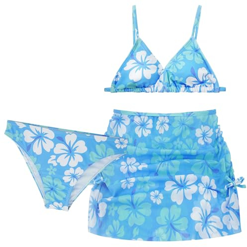 Happy Cherry Filles Ensemble Maillot de Bain Bikini 3 Pièces Ensemble de Bikinis Enfants 8-15 Ans Maillots de Natation Plage Été Swimwear Set 170
