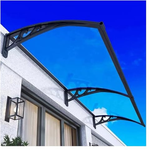 Haustür Vordach aus Aluminium und Polycarbonat 120x240cm Tür-Regenschutz,Pultvordach for Draußen Sonnenschutz Regenschutz ZHZHXR (Color : Blue, Size : 0.6x4m/1.97x13.12ft)