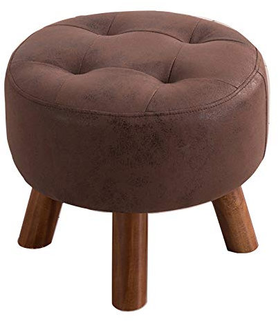 Gepolsterter Hocker mit Fußstütze aus Holz, Schminkhocker aus Leder, gepolsterter Frisiertischhocker, Klavierhocker, Sitzhocker