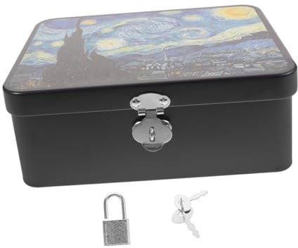 Alipis Metall-aufbewahrungsbox Aus Blech Mit Schloss Vintage-design -muster Aufbewahrungsbox Für Kleinigkeiten Schmuckdose Andenkenbox