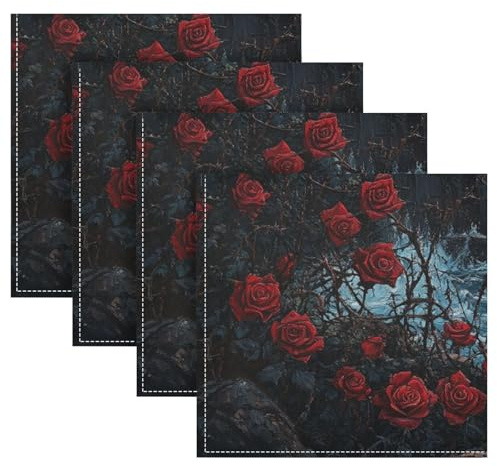 Gothic Vampir Castle Ostern Dinner Servietten Wiederverwendbare Servietten Umweltfreundlich Sommer Stoffservietten Home Cloth Cocktail Servietten Set mit 4 Servietten 50,8 x 50,8 cm