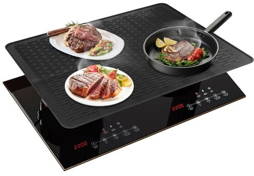 Silicone Hob Covers, 71x50cm Induction Hob Protector Mat, Bpa Free Stove Top Cover,Heat Temperature Resistance up to 400°f, Electric Hob Covers to Protect from Scratches (Black)