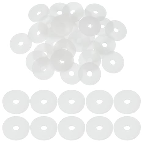 QUARKZMAN 30Pz M5 Rondella Piatta in Silicone 5mm ID 20mm OD 2mm Spessore Guarnizioni Idrauliche Kit Piatte Alzaporta Occhielli Fogli Plastica Tenuta Anelli per Tubi Acqua Rondelle, Bianco