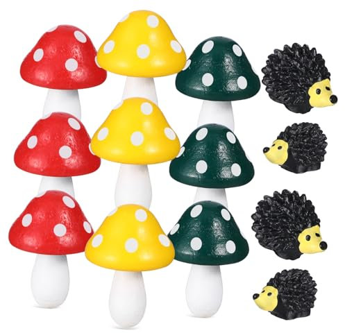 HYTROVE Miniaturfiguren Für Garten Landschaft Mit Mini-igelfiguren Und Mini-pilzfiguren Kleine Tierfiguren Aus Harz Vielseitig Einsetzbar Als Dekoration Für Schreibtische Und Bücherregale
