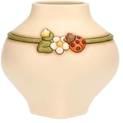 THUN Vaso con Coccinella, Medio, Ceramica, Collezione Country Bloom, 20,1 x 15,8 x 19,1 cm