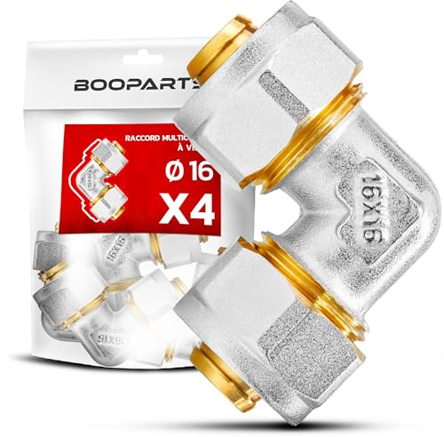 BOOPARTS – 4 piezas – Conexión multicapa 16-16 a rosca – codo multicapa igual – accesorio de plomería para tubo multicapa 16