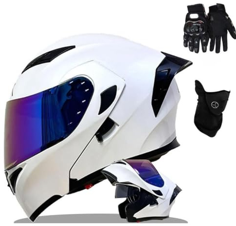 Casco de Moto Modular, con Doble Visera Cascos de Motocicleta, Casco Integral ECE Homologado, para Mujeres y Hombres(C3,M(55~56CM))