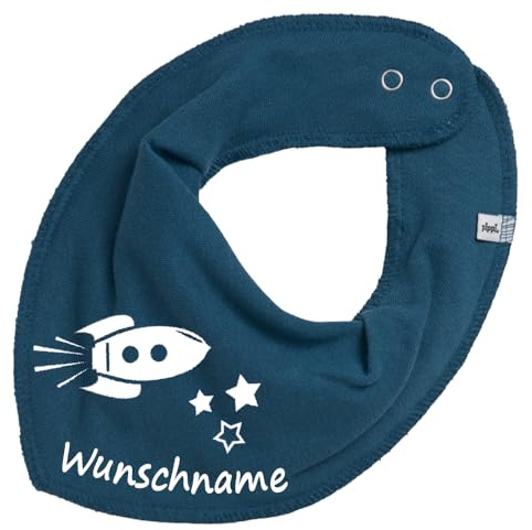 HALSTUCH mit Namen oder Text personalisiert für Baby oder Kind aus Baumwolle in Einheitsgröße Rakete