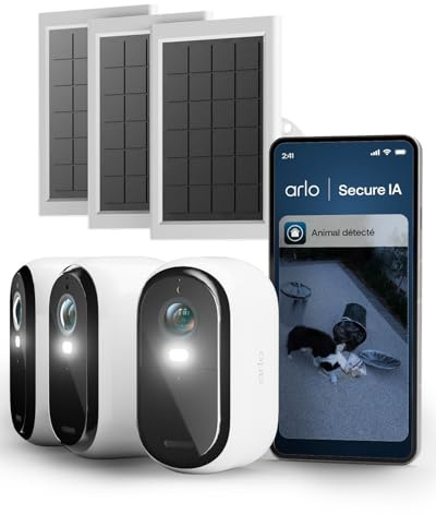 Arlo Essential 3, Caméra de Surveillance WiFi, Vidéo HD, 3 Caméras + Solar