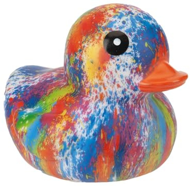 PMS Splash Multicolour Rubber Duck – 15 cm PVC Floating Bath Toy – Colourful Bathtime Duck for Kids, Pool Play and Novelty Gift