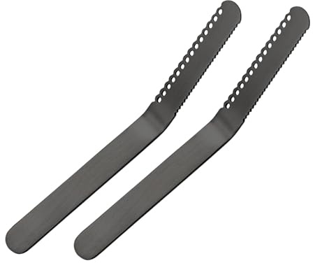 Gralara 2 Pièces Spatule à Beurre Couteau à Tartiner Crantée Acier Inoxydable avec Perforations pour Couper Fromage Confiture Adapté à Utilisation, Noir