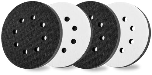 4Pcs 125mm 8 Holes Orbital Sander Pads, 5 inch Interface Pad
