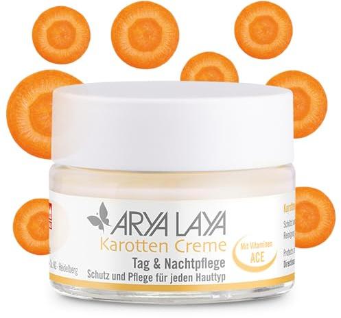 ARYA LAYA Karotten Creme Tag & Nachtpflege, 50 ml | Feuchtigkeits-Creme für einen frischen, leicht getönten Teint, Gesichts-Pflege für feuchtigkeitsarme, trockene & normale Haut
