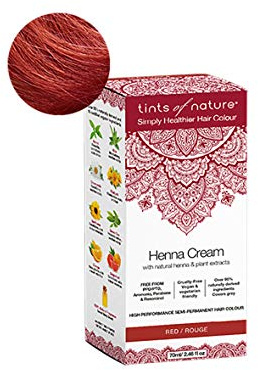 Tints of Nature Red Henna Cream Hair Colour, Cruelty Free & Vegan 70ml | Semi-permanent henna cream creates stunning red colour while deeply nourishing, 95% natural ammonia-free is gentle on hair