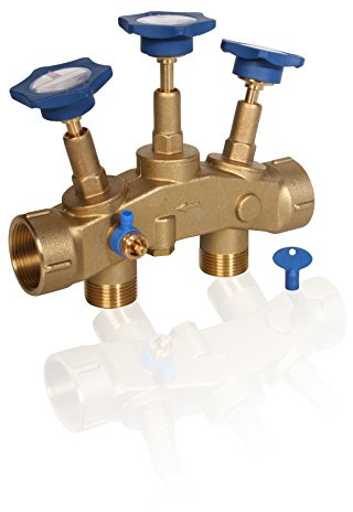 Montageblock 1 1/4IG x 1 AG mit Verschneidung und Bypassfunktion sowie Probeentnahmehahn