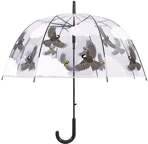 Esschert Design TP274 Transparent Bird Umbrella, Clear, Brown, White