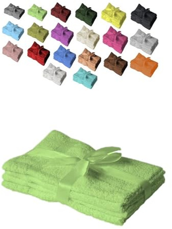 Exklusiv Heimtextil Juego de 4 toallas de invitados, 30 x 50 cm, verde manzana