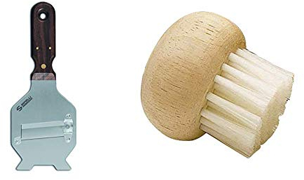 Sanelli Ambrogio 1720.000 Affettatartufi tagliatartufi con Manico Palissandro e Lama Liscia, Acciaio Inossidabile, Marrone, 25.0x8.5x2.0 cm & Kitchen Craft - Spazzola per la Pulizia dei Funghi