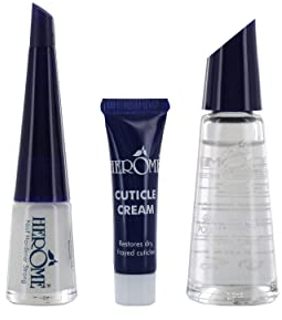 Herome 3-in-1 Maniküre Set mit Nagelhärter, Nagellackentferner & Nagelhautcreme -1 set- Gegen Spaltenden und Schwachen Nägel (Nail Essentials Set Blau)