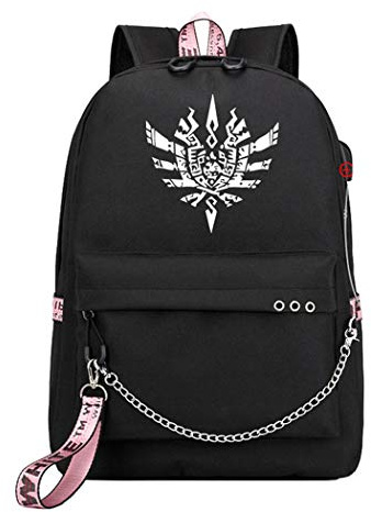WANHONGYUE Monster Hunter MH Juego Luminoso Laptop Backpack 15.6 Mochila Tipo Casual Mochilas Escolares Bolsa para Mujer Niñas Black / 2