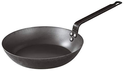 BelleVie Sartén de acero al carbono negro, calibre 16, diámetro 11 7/8 pulgadas x altura 2 1/4 pulgadas