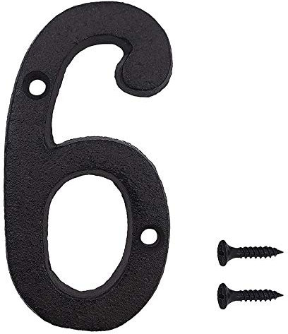 INCREWAY Números de hierro fundido, números de metal negro retro de 7,5 cm, números de correo para cafeterías, bares, restaurantes (6)