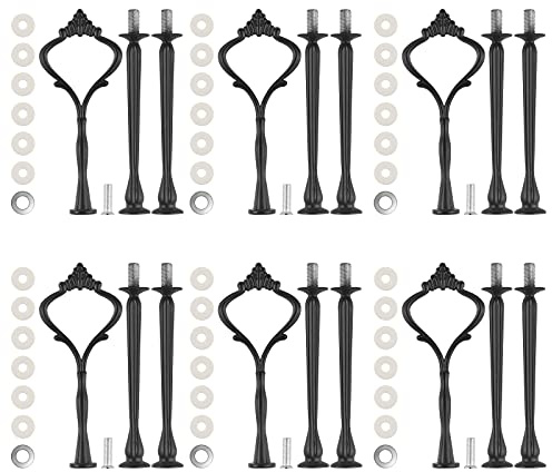 MSDADA 6 Set Cake Stand Fittings Kits Tiered Tray Hardware for Wedding Party Making Resin Cupcake Dessert Platter Serving Stand (Black, L)