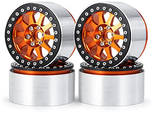 RCLIONS 4PCS Aluminum Alloy 2.2 Inch RC Beadlock Wheels Rims 35mm for AXIAL Wraith RR10 TRX4 1/10th RC Crawler Truck Car