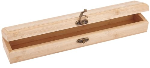 OLYCRAFT Unfinished Wooden Box Wood Branding Iron Box Rectangle Pencil Bamboo Boxes Unpainted Storage Boxes with Hinged Lid and Front Clasp for Crafting Making Jewelry - 30.5x5.7x4.7cm