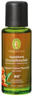 PRIMAVERA Pflegeöl Sanddornfruchtfleischöl bio* 30 ml – naturreine Pflanzenkraft – Glasflasche – Aromaöl, Körperöl, Naturkosmetik – hautreparierend, stärkend, lindernd, färbend – vegan