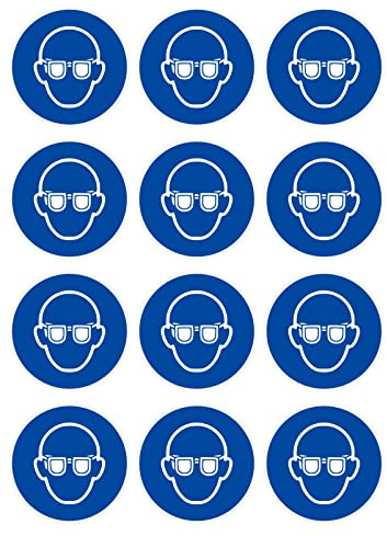 Daged 12 x Augenschutz Aufkleber Ø5 cm Gebotszeichen Hinweiszeichen Sicherheitszeichen Sticker T-23